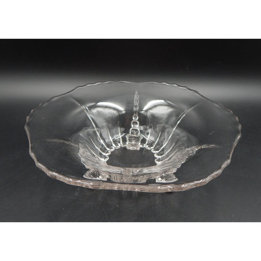 New Martinsville Radiance Clear Three Toed Footed Serving Bowl 10 3/4 Console